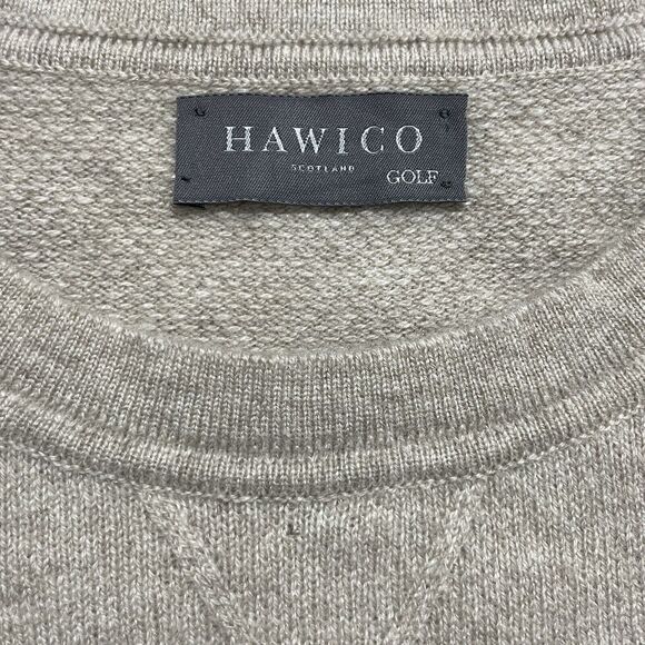 NWOT Hawico Sweater Men Medium Beige Quail Hollow Golf Pure Cashmere Scotland UK - Picture 5 of 10